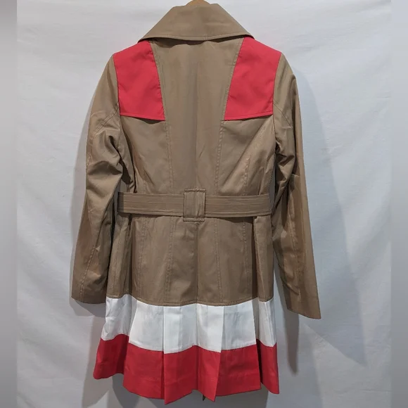 NWT IMAN Vintage Colorblock Tan And Coral Trenchcoat Size XS - Picture 10 of 11